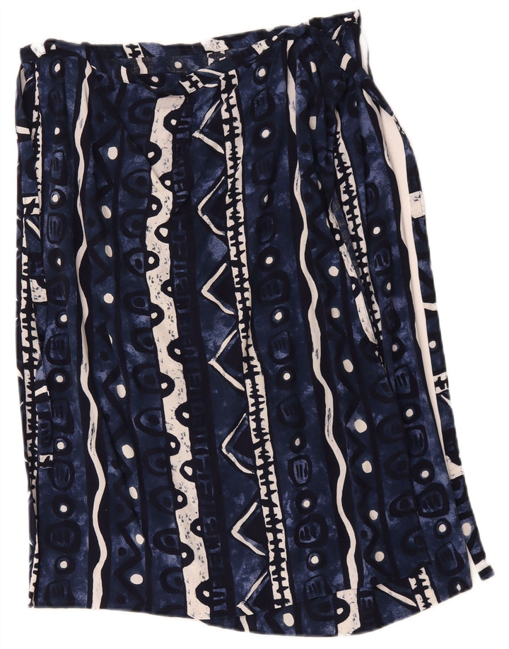 vintage Womens Wrap Jupe W34 Grand Bleu Marine Géométrique