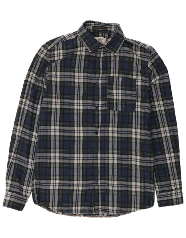 Jack & Jones Chemise Flanelle Homme Bleu Marine Moyen Carreaux Coton