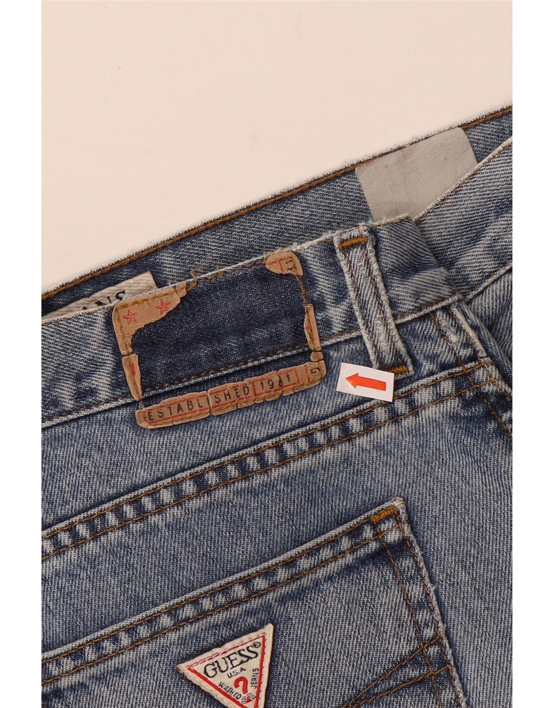 Guess Jean droit vieilli pour homme W34 L31 Bleu