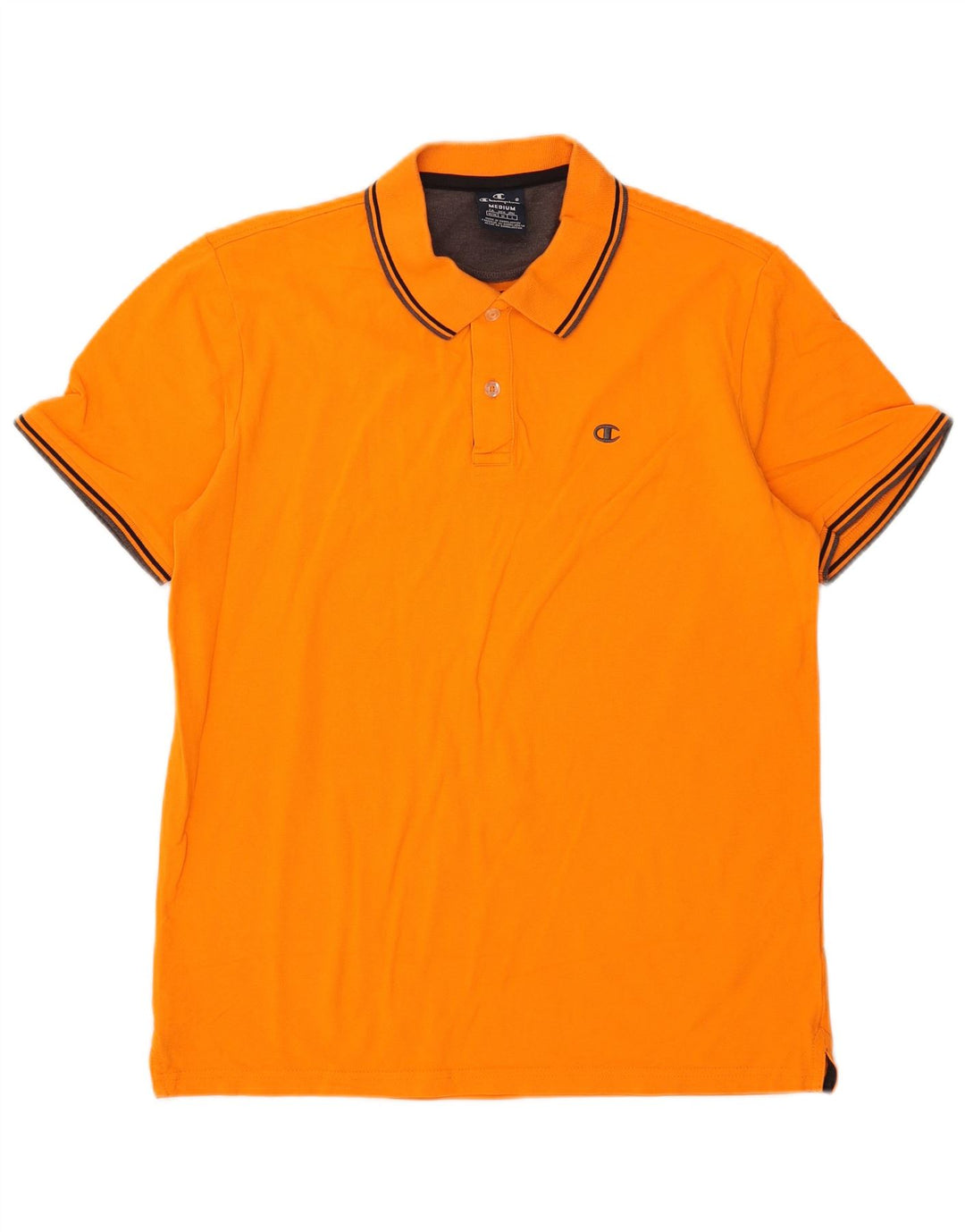 Champion Polo Homme Coton Rayé Orange Moyen