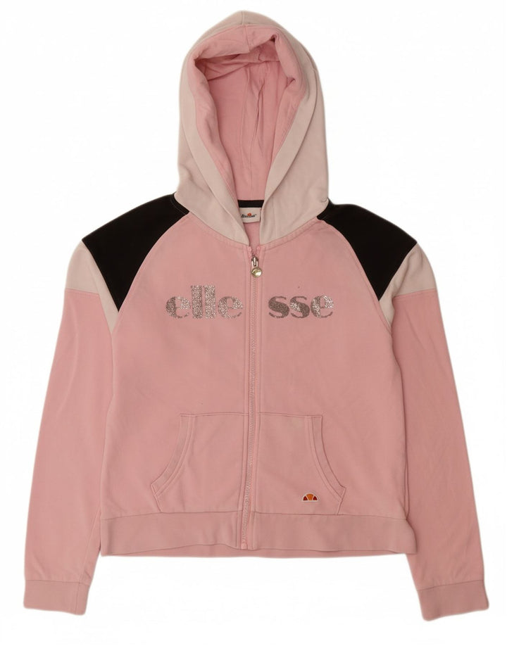 ELLESSE Pull à capuche zippé graphique pour fille 11-12 ans Rose Colourblock