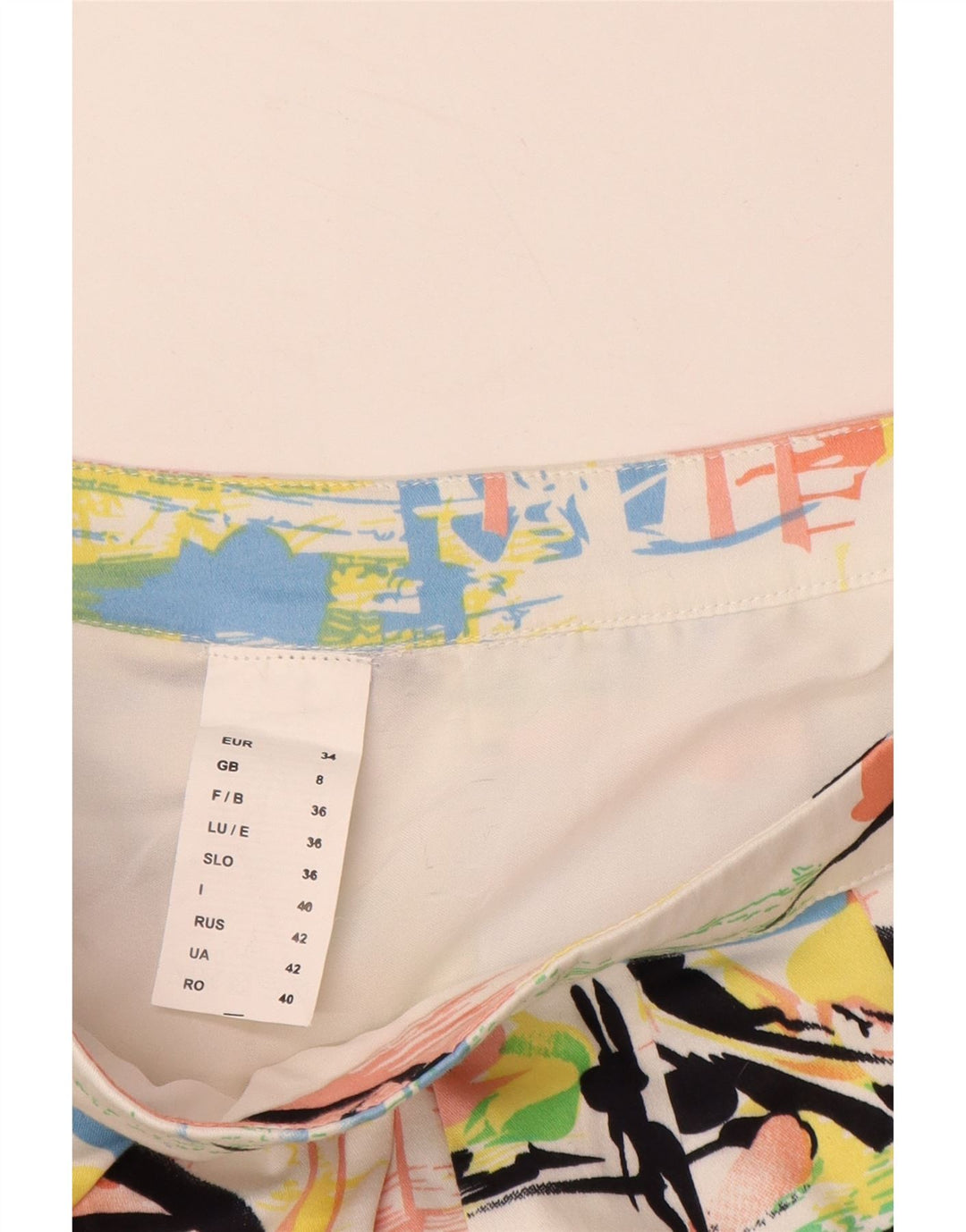 VINTAGE Femmes Motif Abstrait Mini Jupe UK 8 Small W28 Multicolore