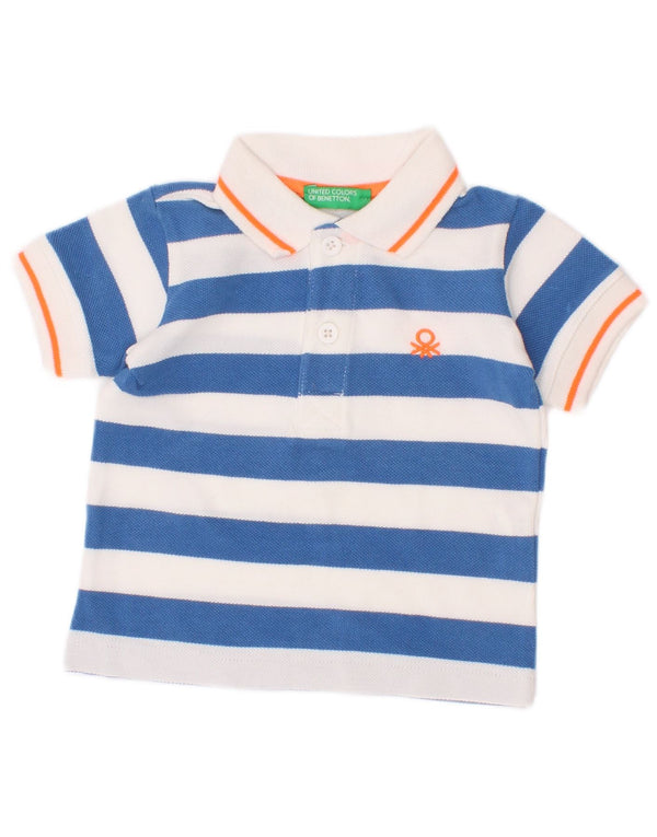 Benetton Polo Bébé Garçon 3-6 Mois Bleu Rayé Coton