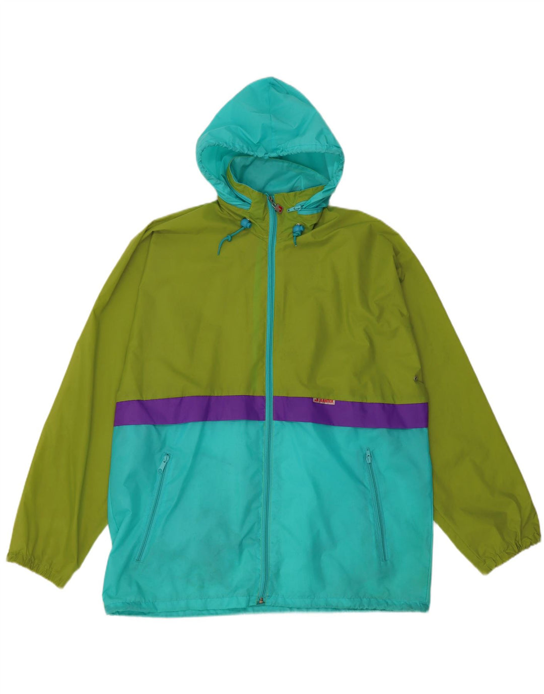 J Jeantex Veste de pluie à capuche pour homme UK 38 Medium Green Colourblock Polyamide