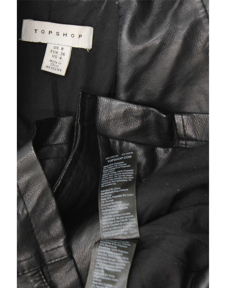 Topshop Veste de motard pour femme UK 8 Small Noir Polyester