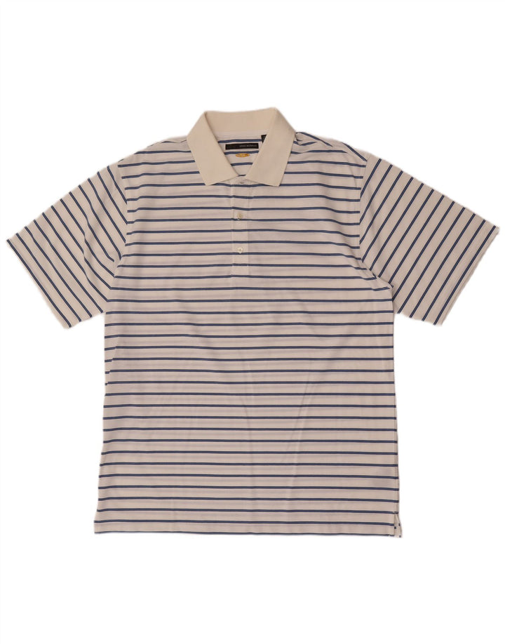 Greg Norman Polo Homme Grand Coton Rayé Blanc