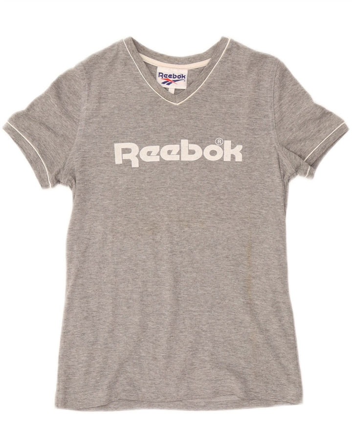 REEBOK T-shirt graphique pour femme UK 14 Gris moyen Coton