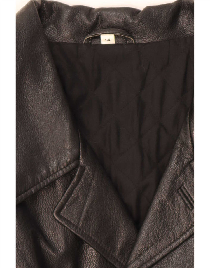 Manteau en cuir homme vintage IT 54 2XL Noir
