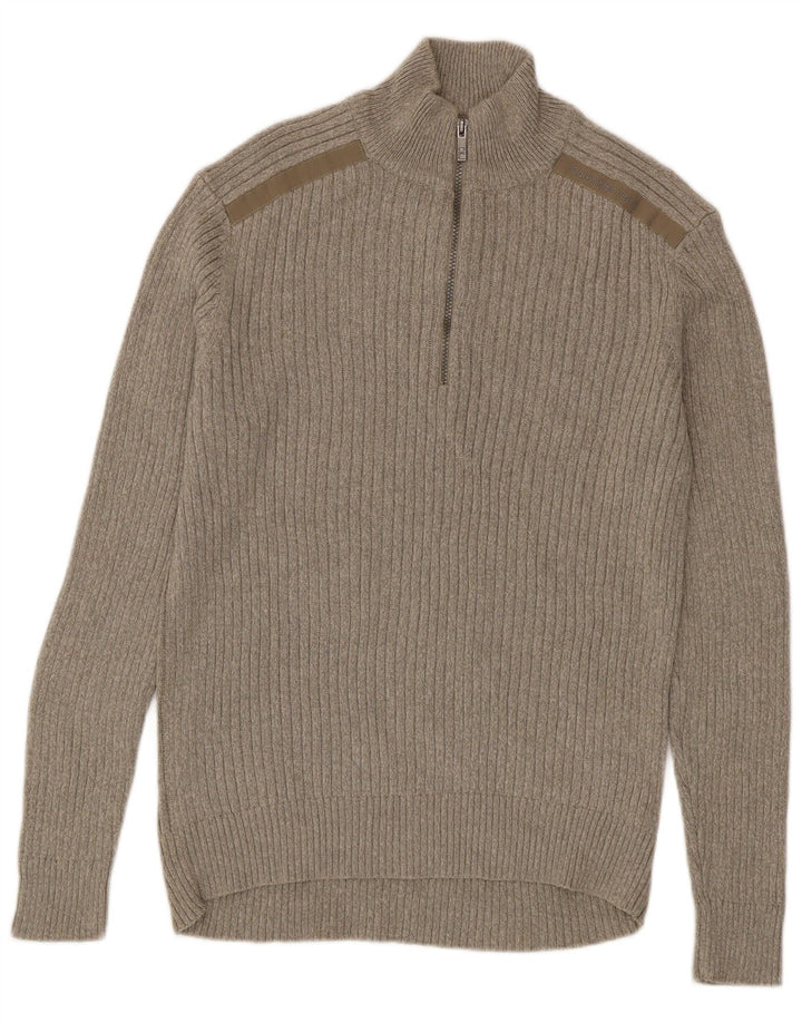 CALVIN KLEIN JEANS Pull Col Zippé Homme Beige Moyen Moucheté