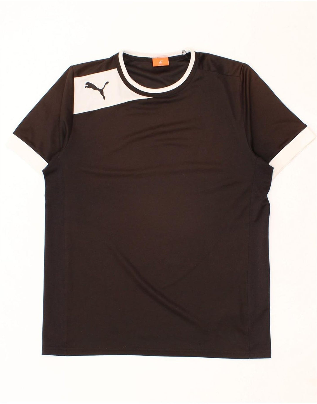 PUMA Mens T-Shirt Top Medium Black Colourblock Polyester Vintage Puma and Second-Hand Puma from Messina Hembry 