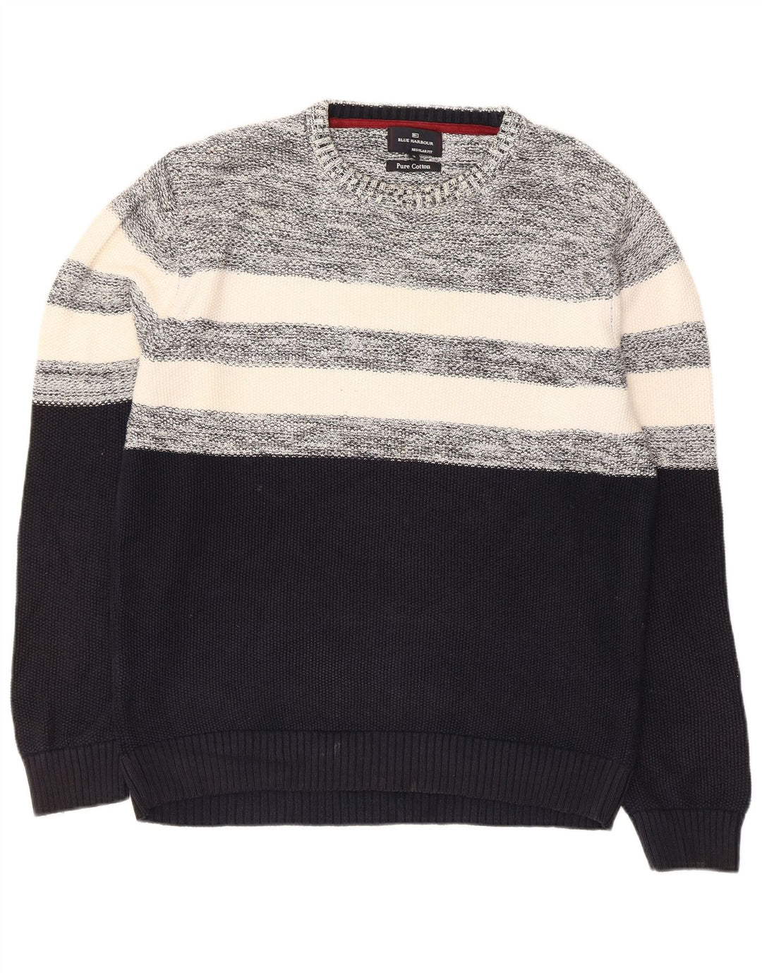Marks & Spencer Pull à col rond pour homme Bleu marine moyen Colourblock