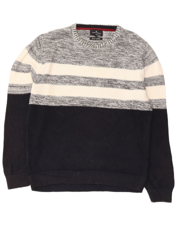 Marks & Spencer Pull à col rond pour homme Bleu marine moyen Colourblock