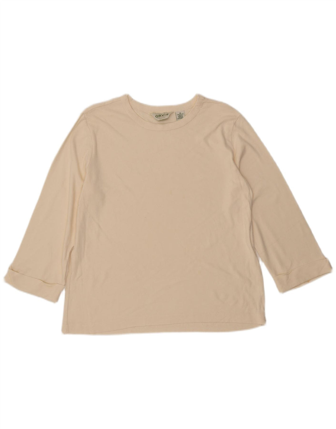 ORVIS Haut surdimensionné à manches 3/4 pour femme UK 14 Coton beige moyen