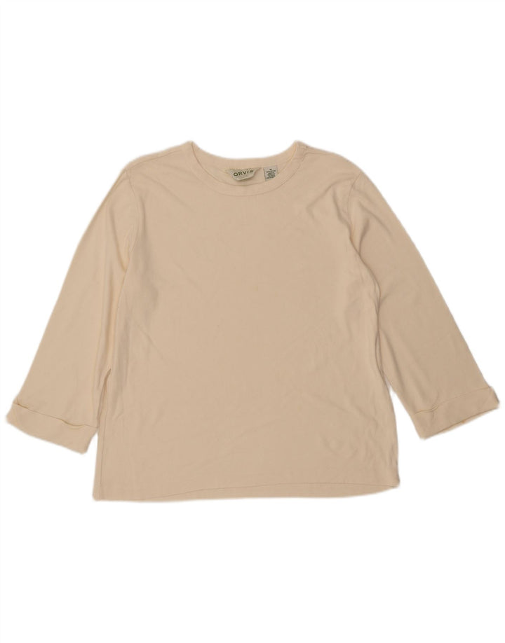 ORVIS Haut surdimensionné à manches 3/4 pour femme UK 14 Coton beige moyen