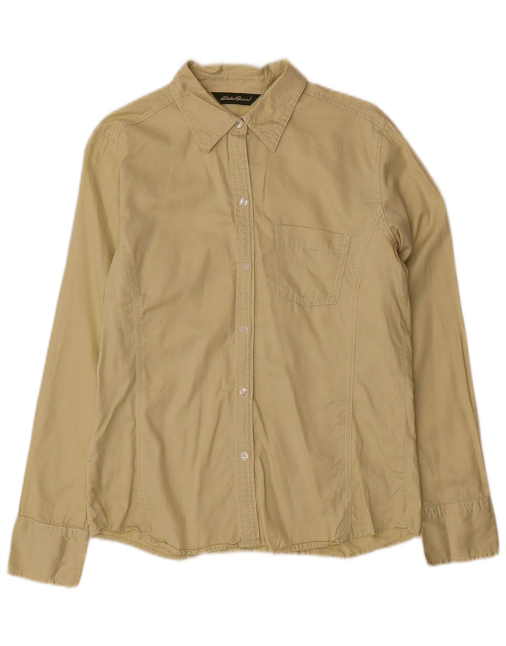 Eddie Bauer Chemise Femme UK 10 Petit Coton Beige