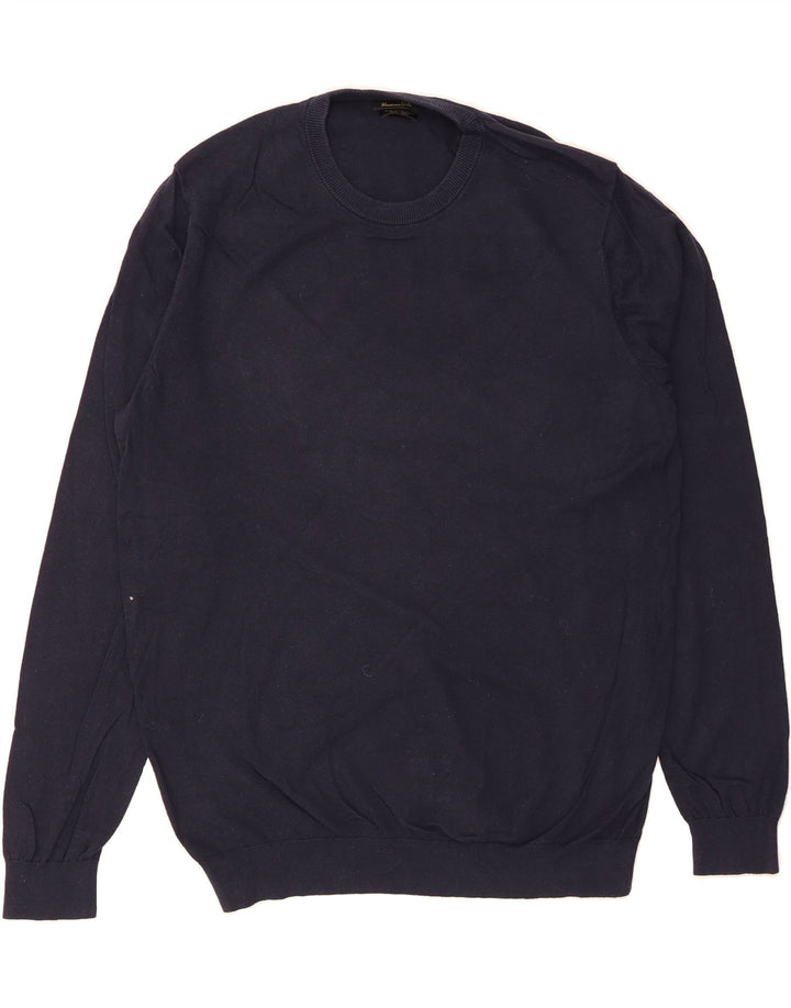 MASSIMO DUTTI Mens Crew Neck Jumper Sweater 2XL Navy Blue Cotton Vintage Massimo Dutti and Second-Hand Massimo Dutti from Messina Hembry 