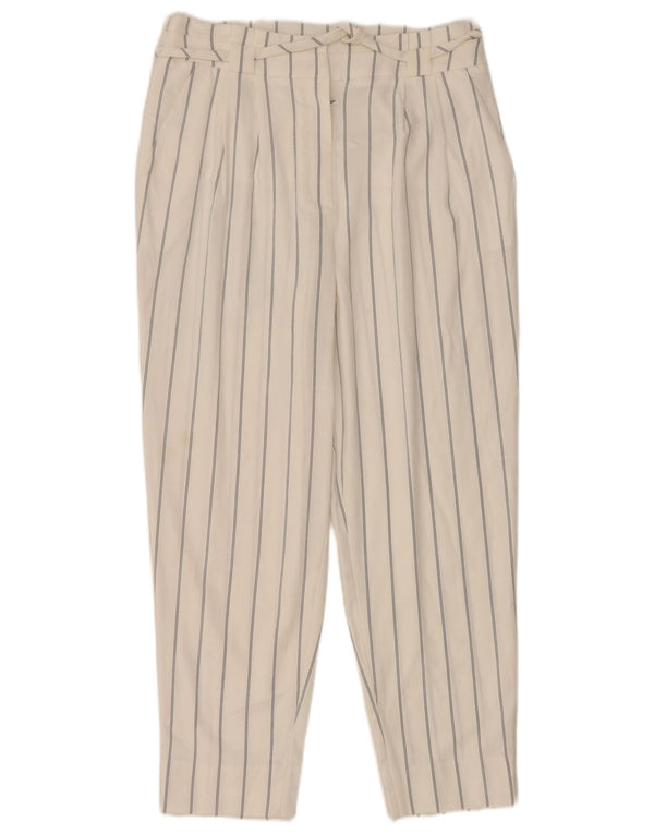 MINT VELVET Pantalon court pour femme UK 10 Small W32 L25 Rayé blanc