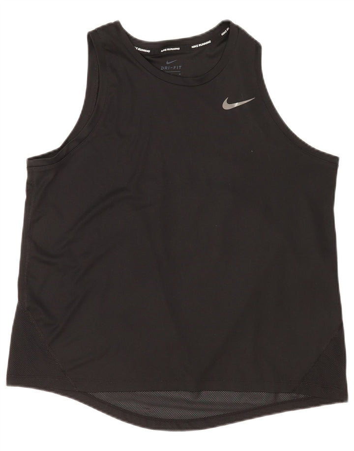 Nike Femmes Dri Fit Débardeur UK 14 Moyen Noir Polyester