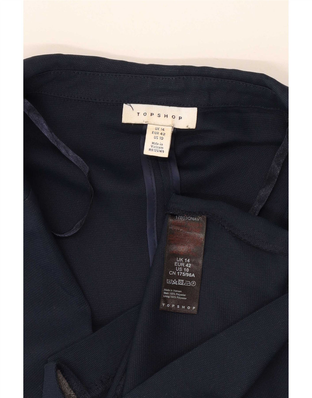 Topshop Veste Blazer 1 Bouton Femme UK 14 Grand Bleu Marine Polyester