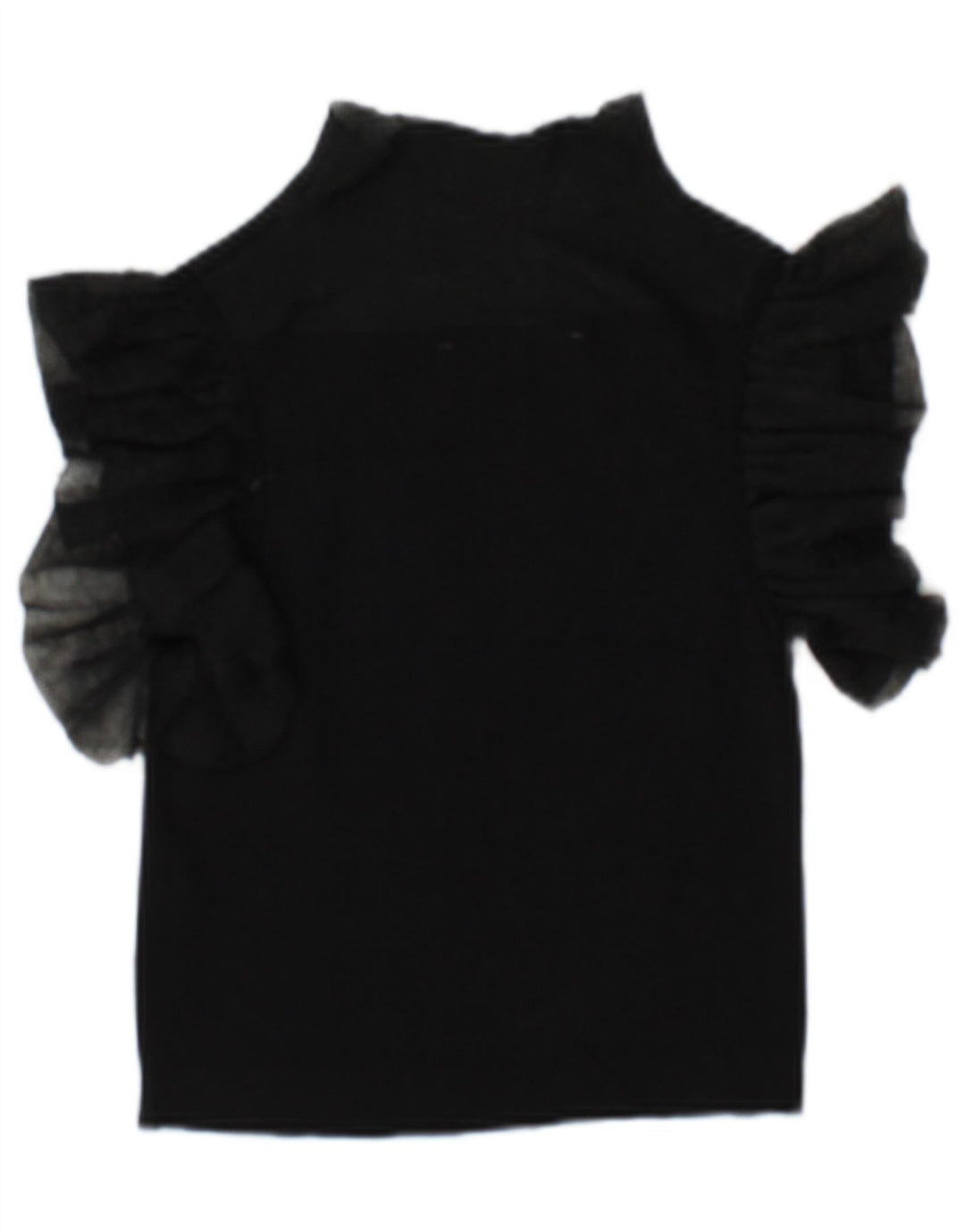 Zara Womens See Through Blouse Top UK 10 Small Noir Viscose