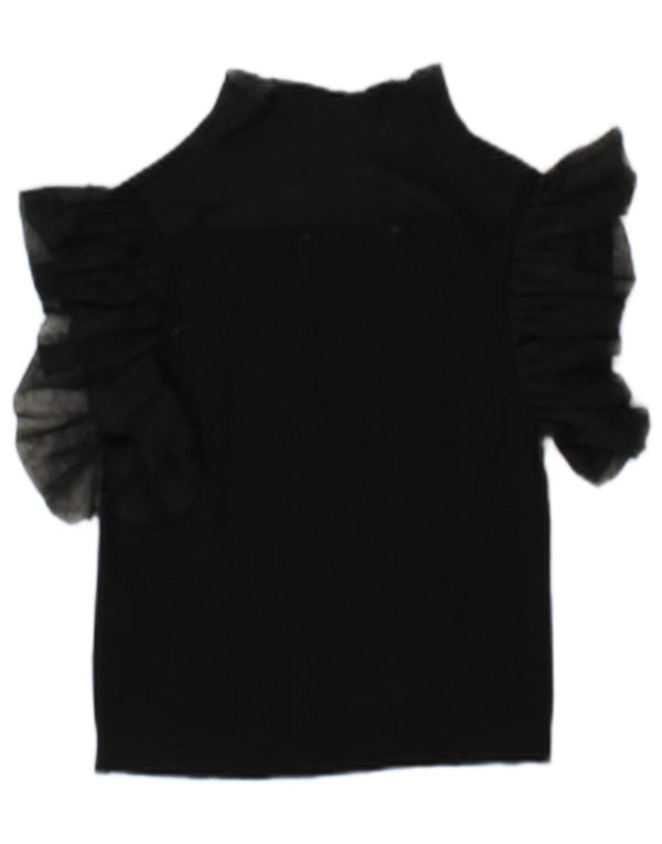 Zara Womens See Through Blouse Top UK 10 Small Noir Viscose