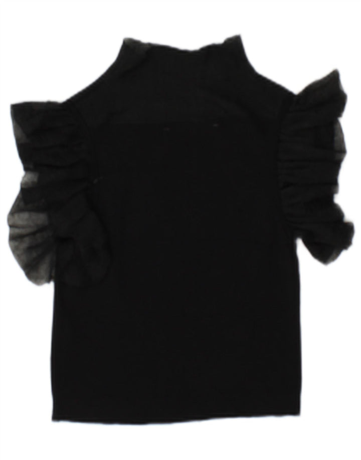 Zara Womens See Through Blouse Top UK 10 Small Noir Viscose