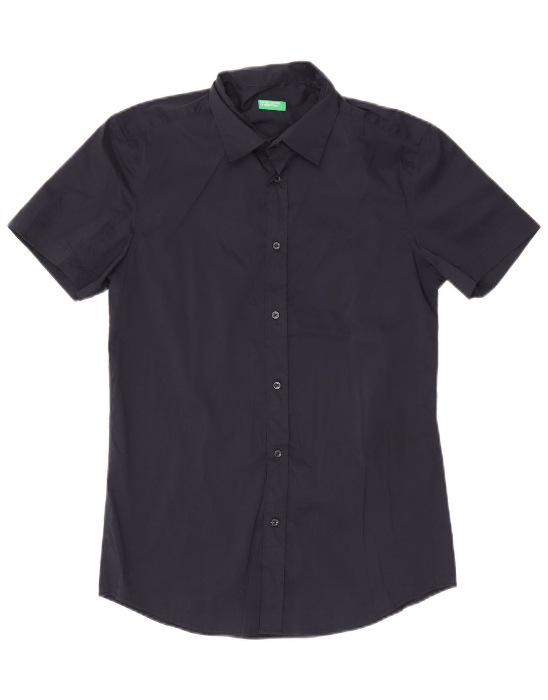 Benetton Mens Short Sleeve Shirt Medium Navy Blue