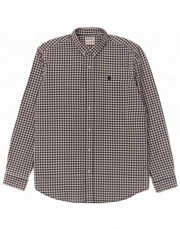 Timberland Mens Regular Fit Shirt XL Navy Blue Gingham Cotton