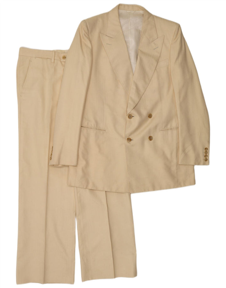 Costume 2 Pièces Vintage Homme Grand W34 L30 Soie Beige