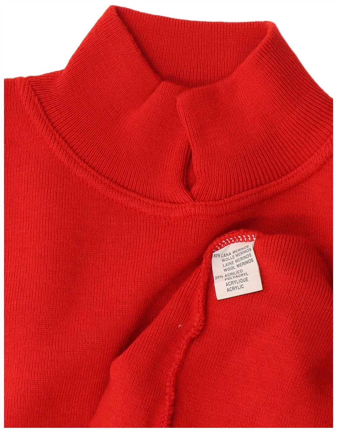 vintage Femme Turtle Neck Jumper Pull UK 14 Grande Laine Orange