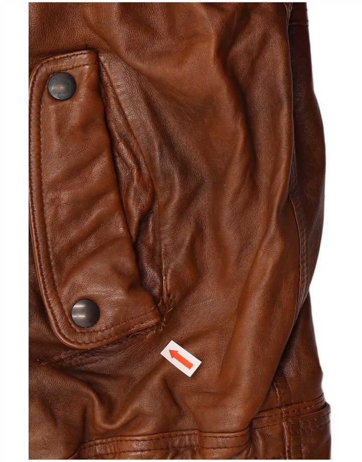 veste en cuir homme vintage UK 40 Grand cuir brun