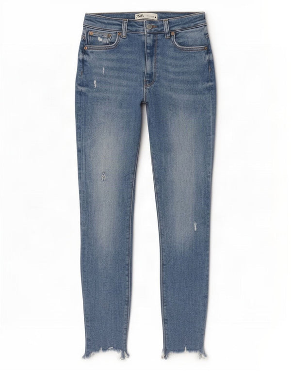 Zara Jean skinny vieilli pour femme EU 38 Small W28 L26 Bleu Coton