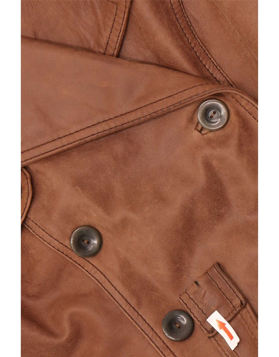 veste en cuir double poitrine vintage femme UK 10 Petit Brun