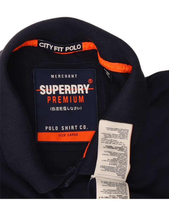 SUPERDRY Polo Homme Large Bleu Marine Coton