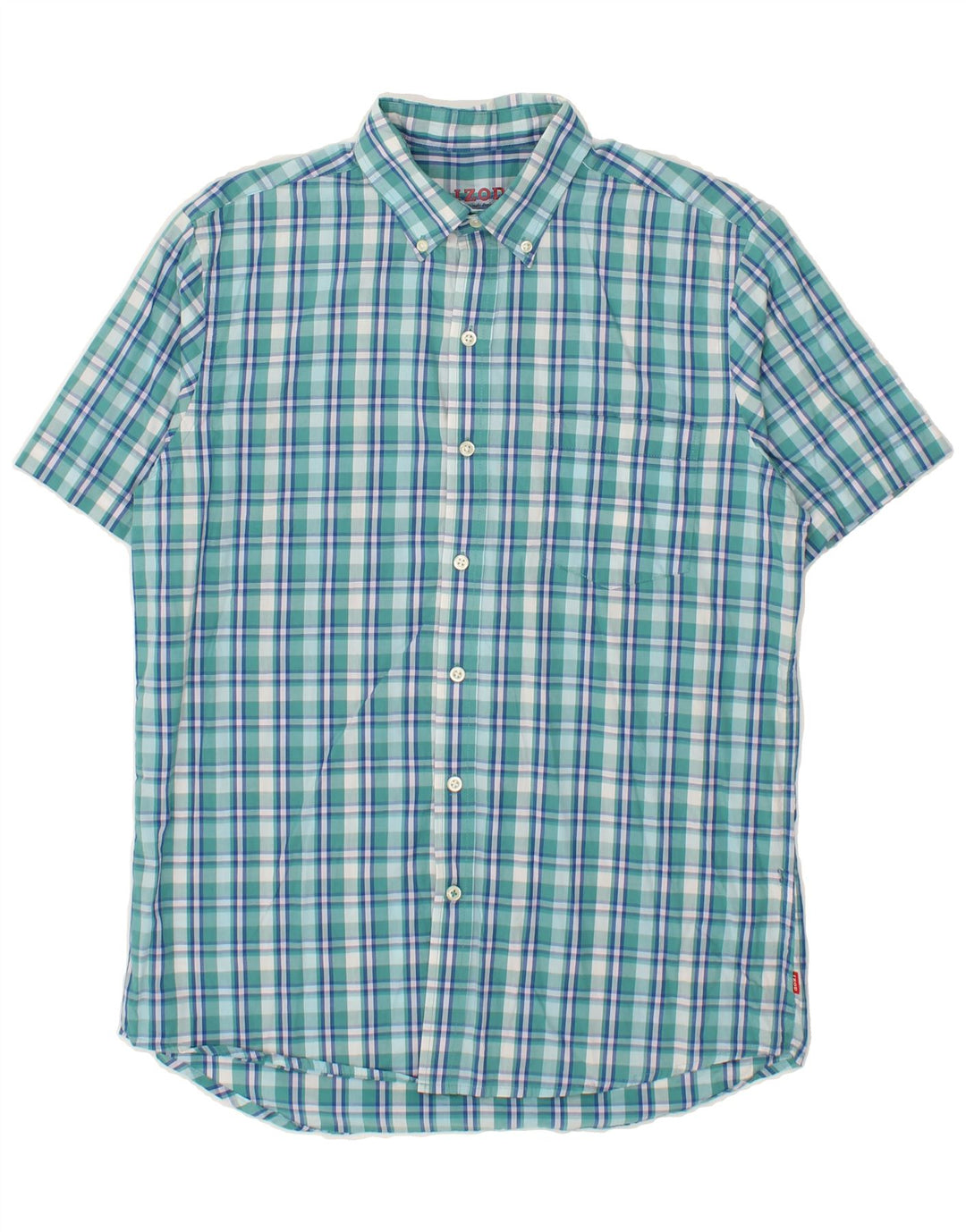 IZOD Mens Short Sleeve Shirt Medium Green Check Vintage Izod and Second-Hand Izod from Messina Hembry 