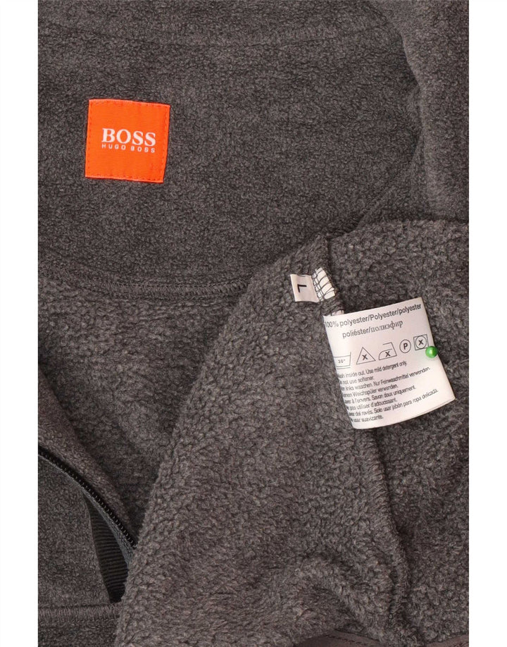 Hugo Boss Pull polaire à col zippé pour hommes, grand gris, polyester