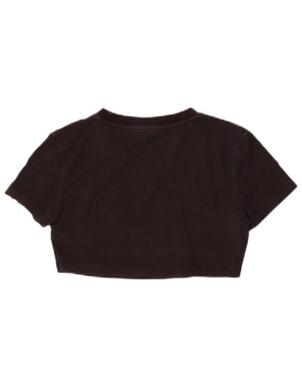 Adidas Womens Crop T-Shirt Top UK 8 Petit Noir Coton