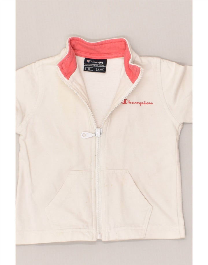 CHAMPION Baby Girls Cardigan Sweater 3-6 Months White Cotton | Vintage Champion | Thrift | Second-Hand Champion | Used Clothing | Messina Hembry 