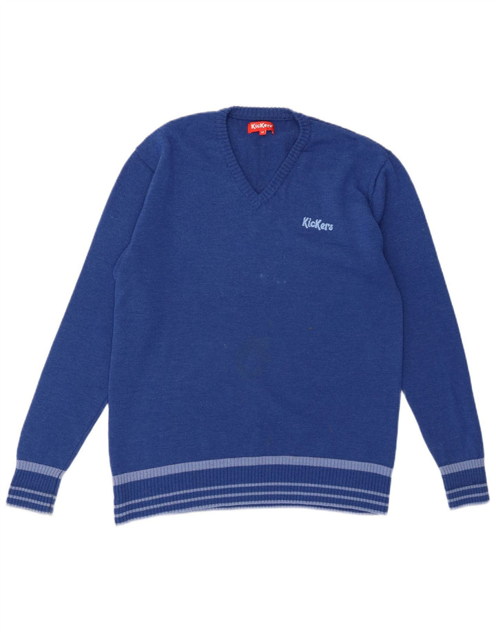 Kickers Pull Col V Homme Bleu Moyen Laine