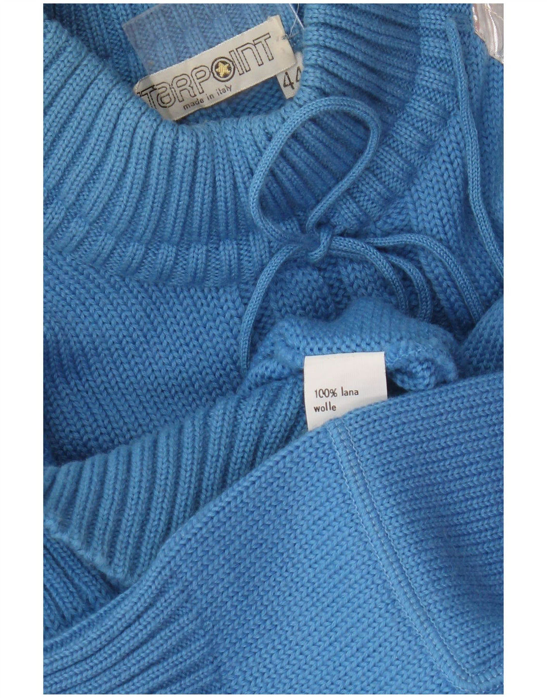 vintage Femme Col Roulé Pull Pull IT 44 Bleu Moyen Colorblock