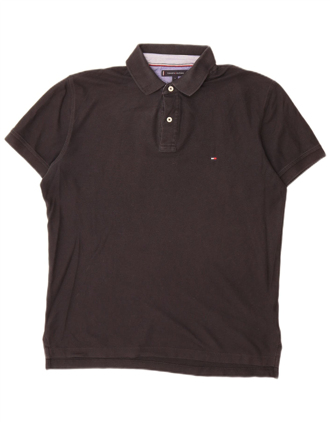 Tommy Hilfiger Polo coupe classique pour homme en coton noir Large
