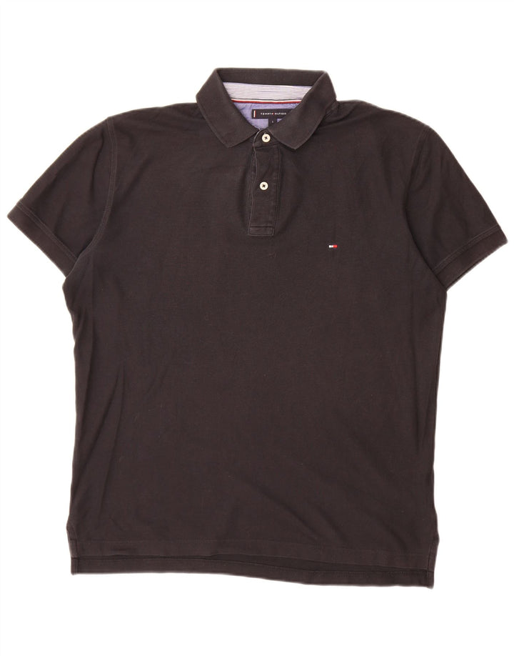 Tommy Hilfiger Polo coupe classique pour homme en coton noir Large