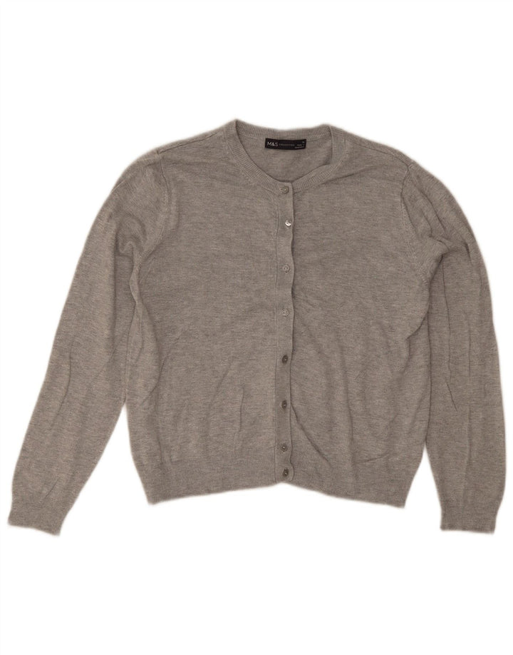 Marks & Spencer Pull Boléro Femme UK 14 Gris Moyen Viscose
