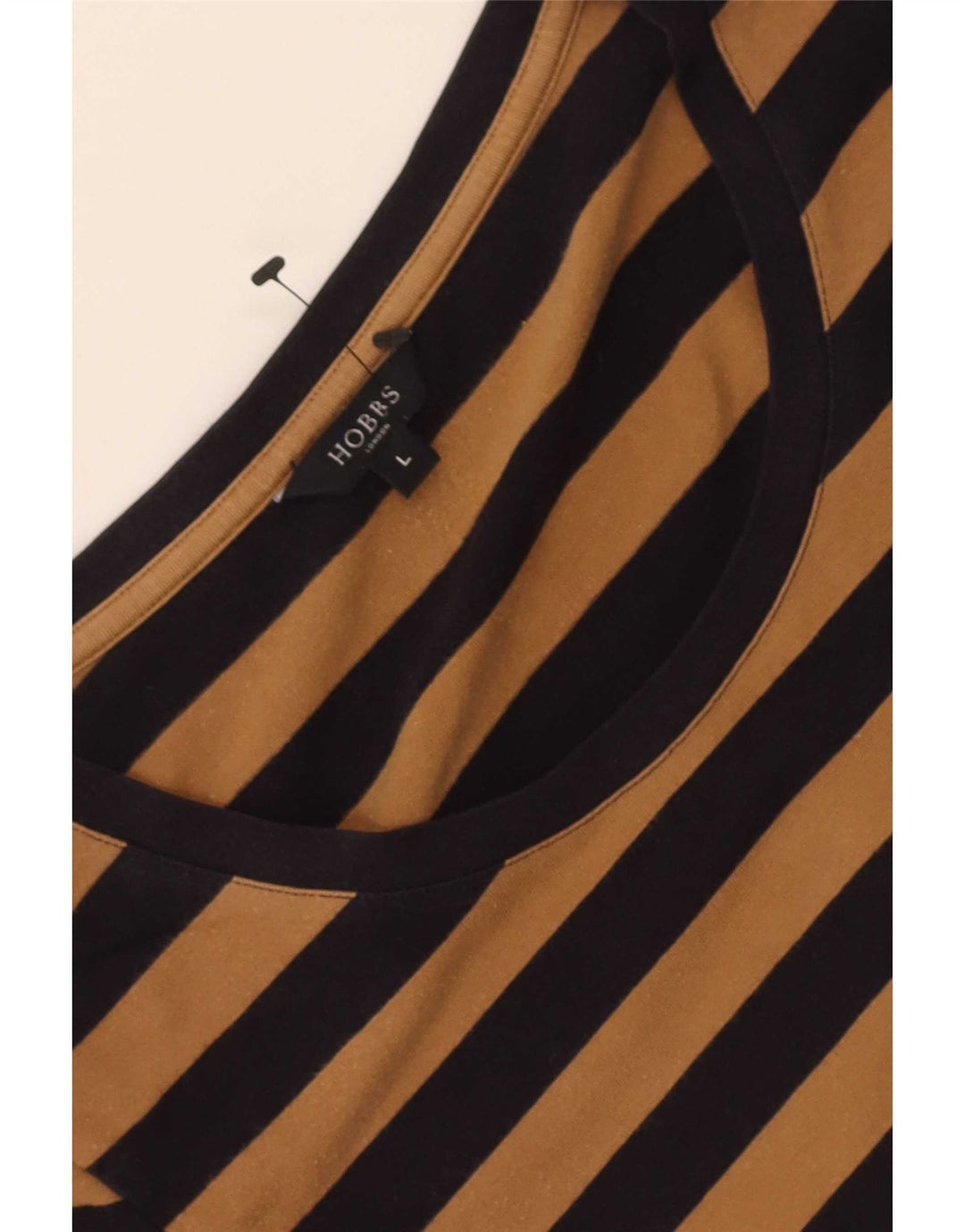 Hobbs Haut Femme Manches 3/4 UK 14 Large Marron Rayé