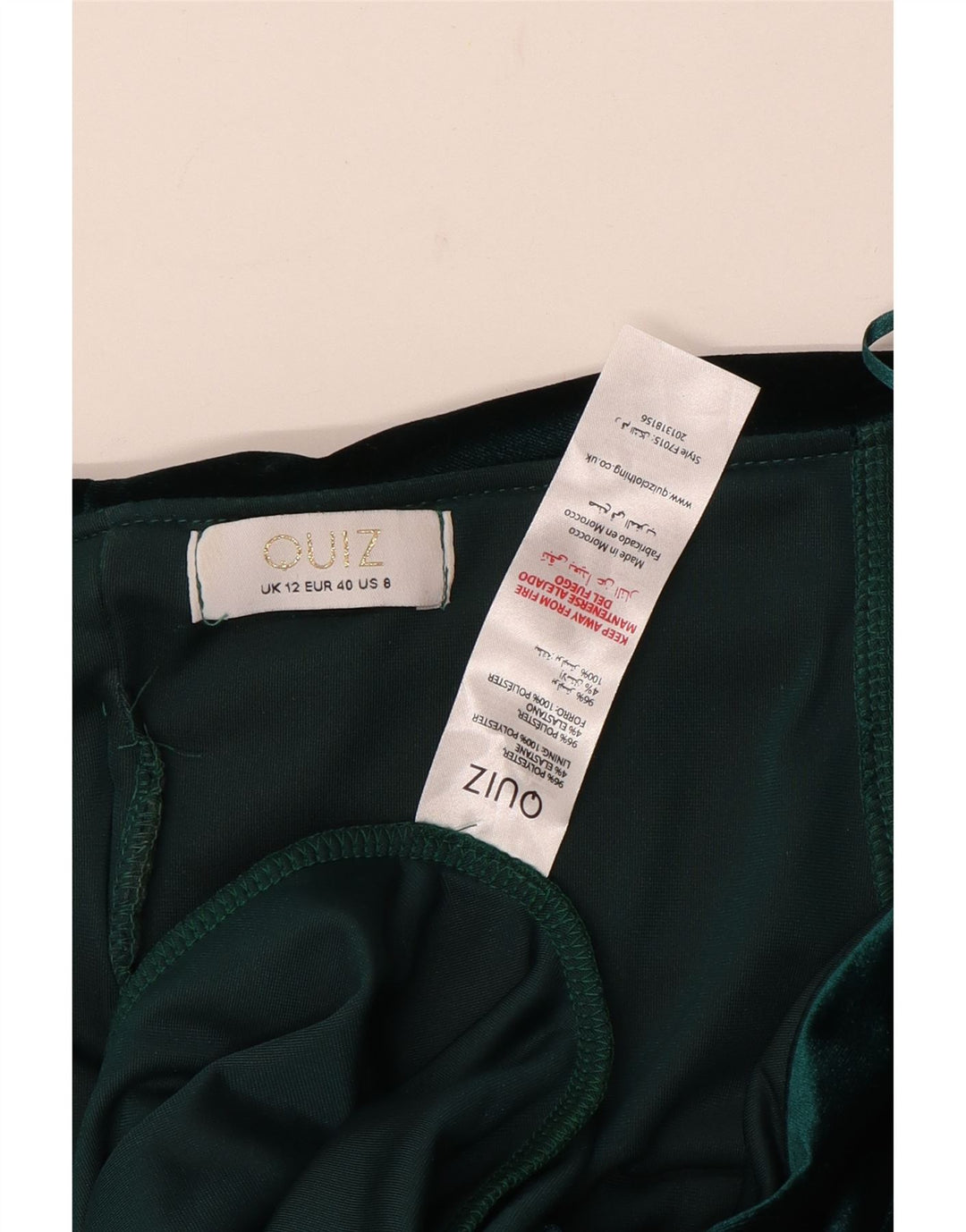 Quiz Robe Maxi en Velours Femme UK 42 Polyester Vert Moyen