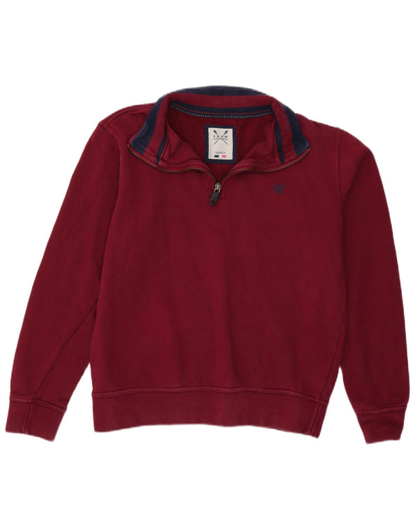 Crew Clothing Mens Zip Neck Sweatshirt Jumper Small Burgundy Cotton