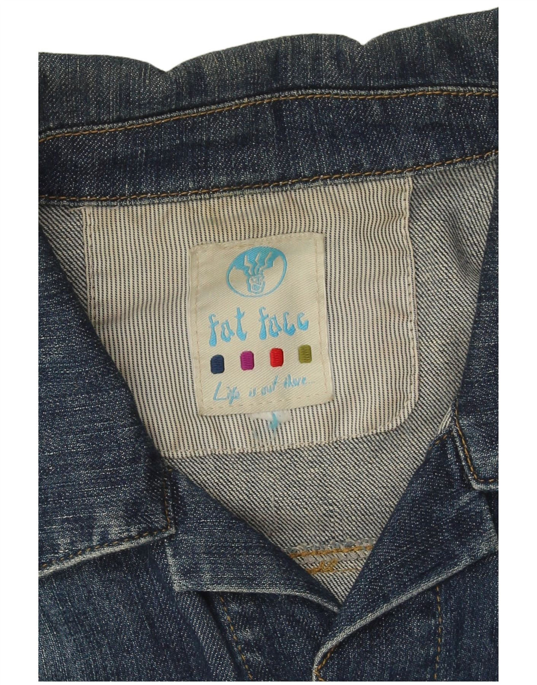 Fat Face Veste en jean pour femme UK 16 Large Bleu Coton