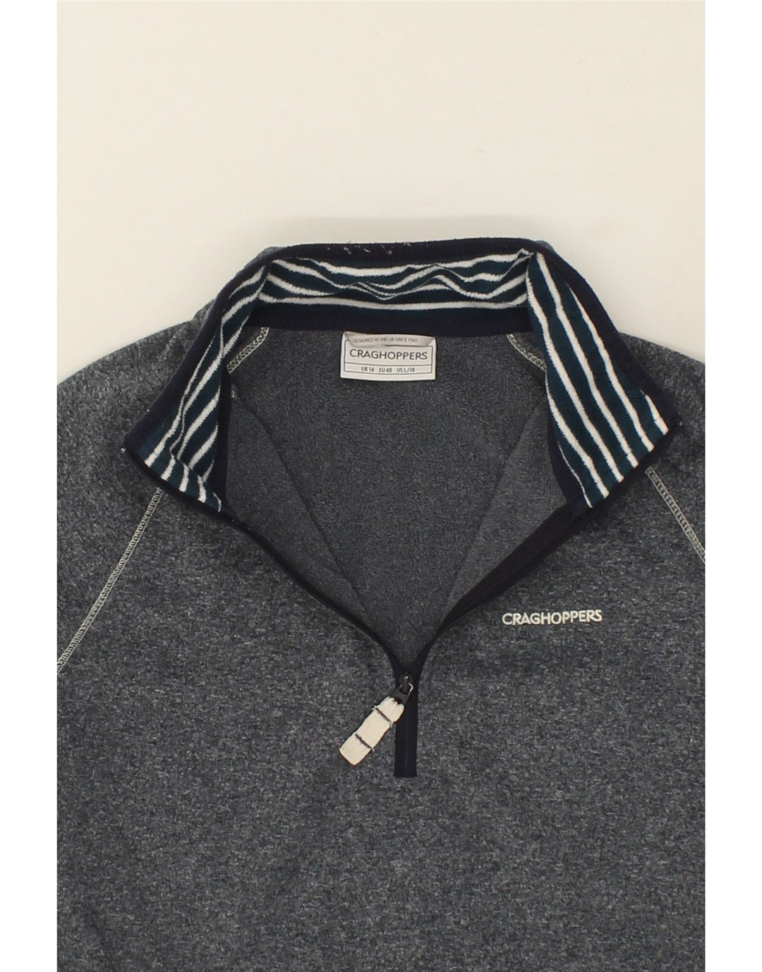 CRAGHOPPERS Womens Pullover Tracksuit Top UK 14 Large Grey Polyester Vintage CRAGHOPPERS and Second-Hand CRAGHOPPERS from Messina Hembry 