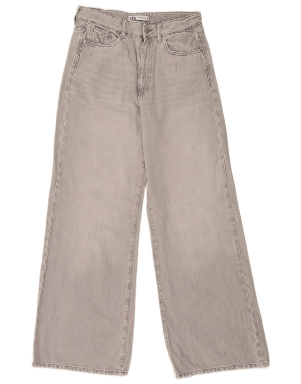 Zara Jean taille haute à jambe large pour femme EU 38 Small W28 L31 Gris Coton