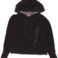 CALVIN KLEIN Pull à capuche court Performance pour femme UK 14 Noir moyen